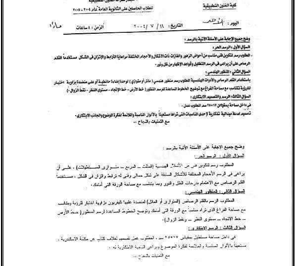 امتحان قدرات فنون تطبيقية 2004